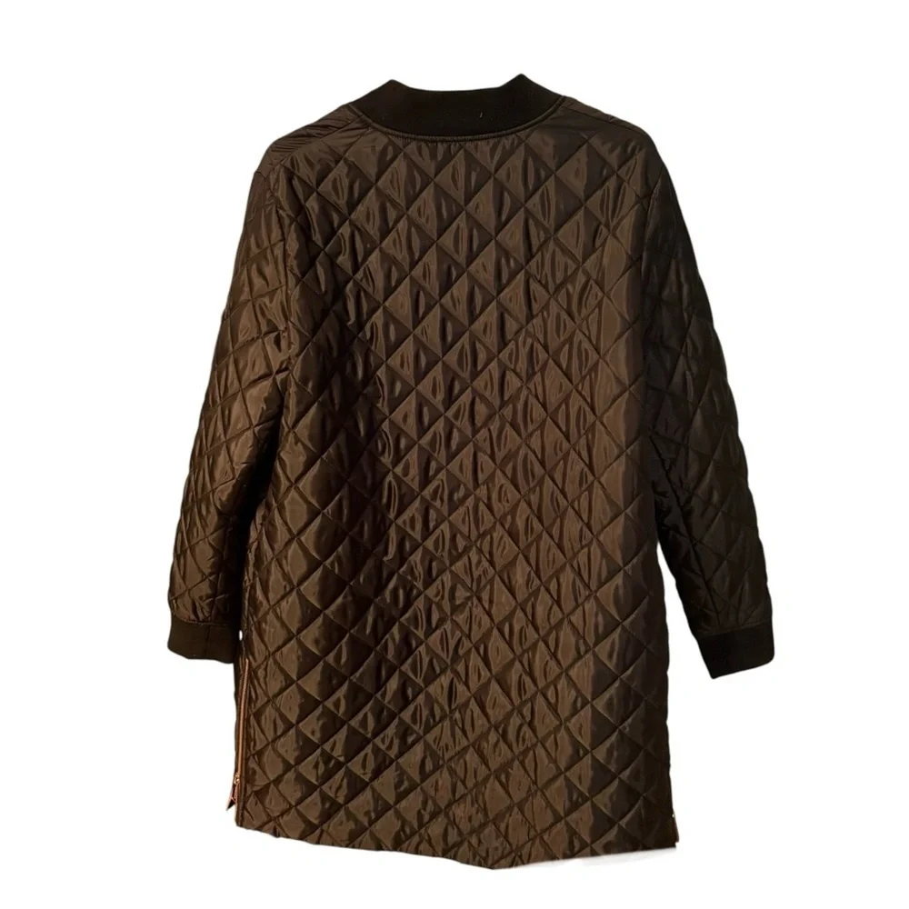 BCBGeneration Black Quilted Jacket with Vibrant Orange Lining Size large - Picture 3 of 9